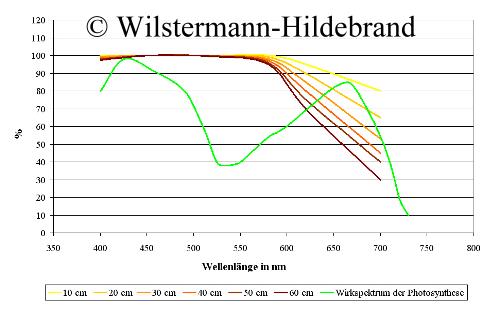 Veränderung des Lichtspektrums mit zunhemder Wassertiefe